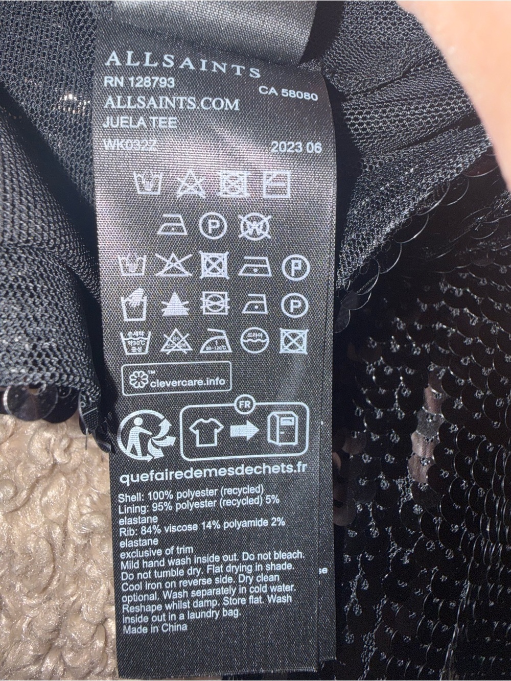 🖤 AllSaints Black Sequin Jeula Oversized Tshirt 🖤 - Picture 13 of 14